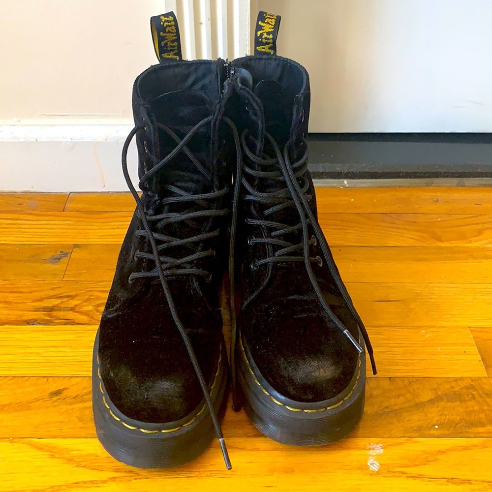 Dr. Martens platform velvet ankle boots